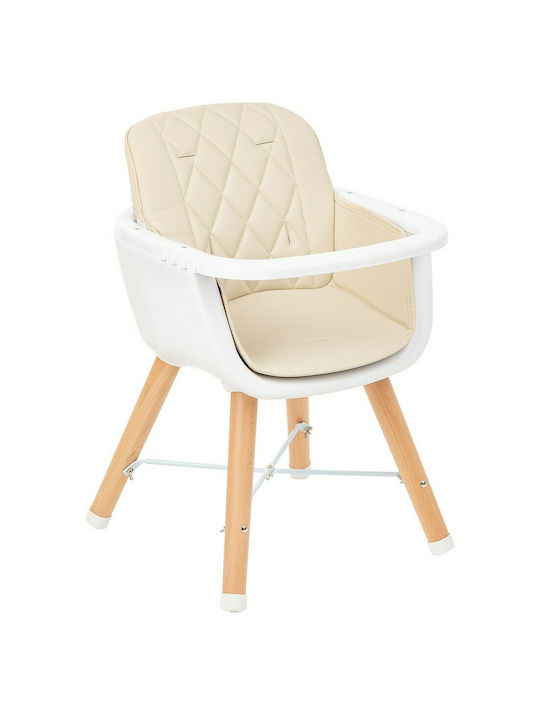 Kikka Boo Woody Highchair 2 in 1 & Leatherette Seat Beige
