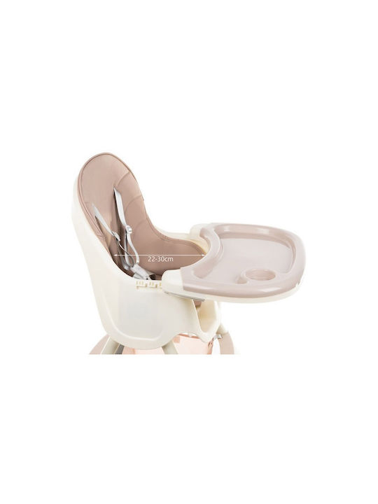 Kruzzel Highchair 3 in 1 with Metal Frame & Leatherette Seat Pink