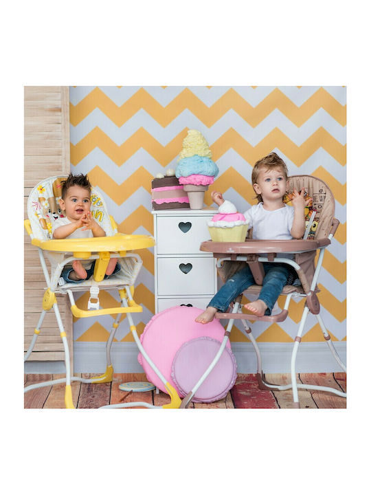 Lorelli Marcel Klappbarer Baby Hochstuhl Pink Herzen