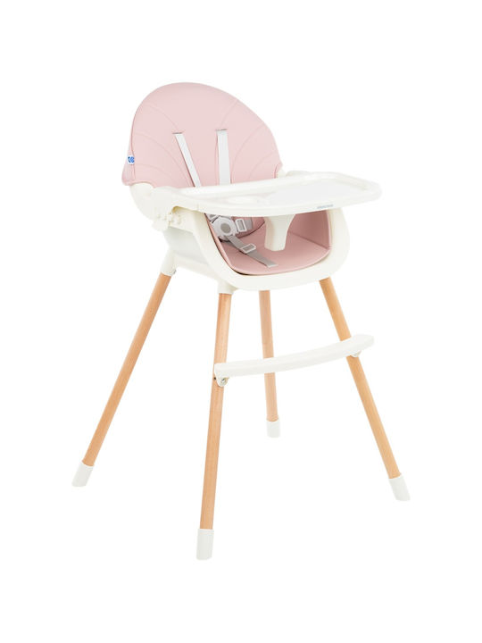 Kikka Boo Nutri Wood Baby Highchair 3 in 1 Pink