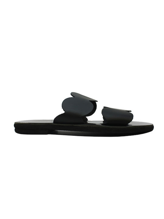 Women's leather sandals in black color