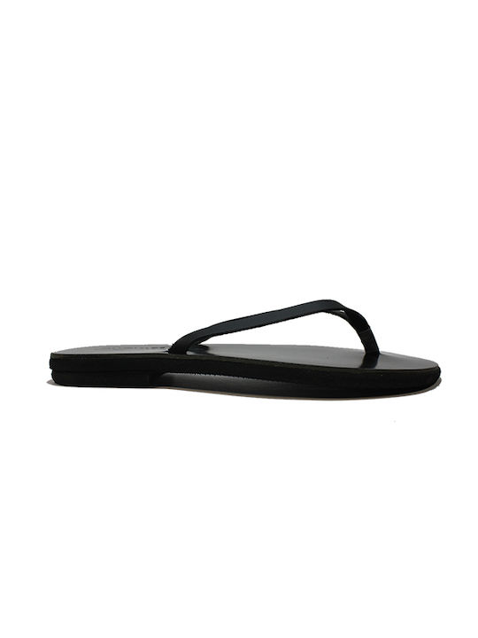 Women's leather sandals in black color