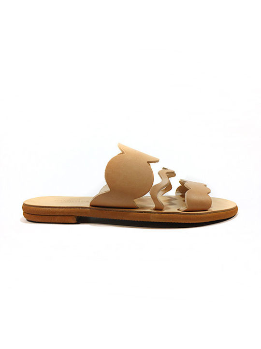 Women's leather sandals in natural color