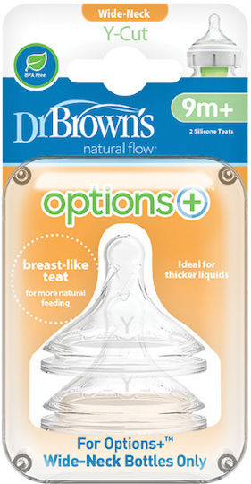 Dr. Brown's Options Silicone Baby Bottle Teats Fast Flow for 9+ months 2pcs