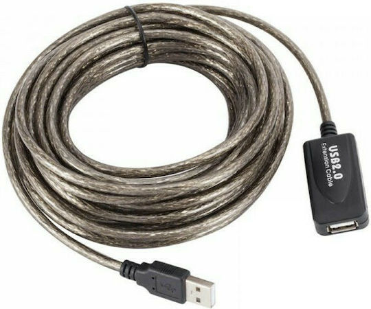 10m USB 2.0 Cable mini A-Male to A-Female Transparent