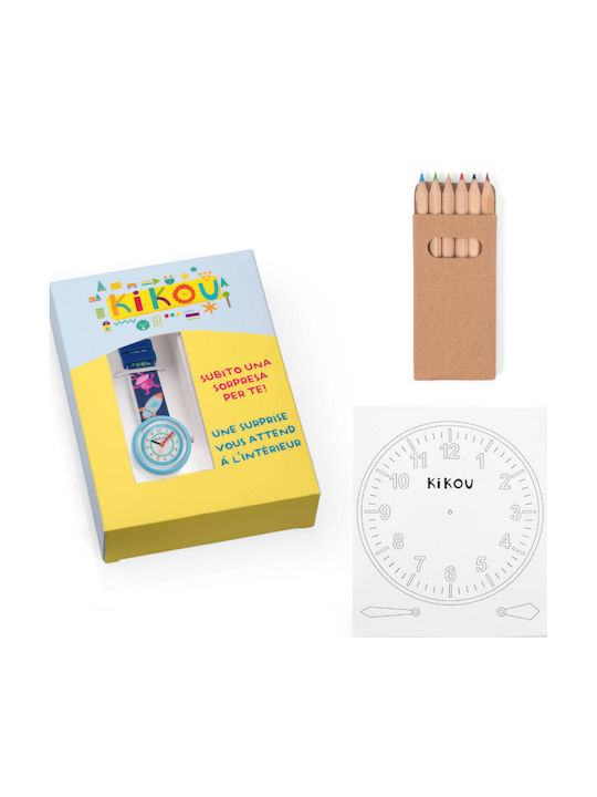 Kikou Kinder-Analoguhr mit Kautschuk/Plastikarmband Mehrfarbig