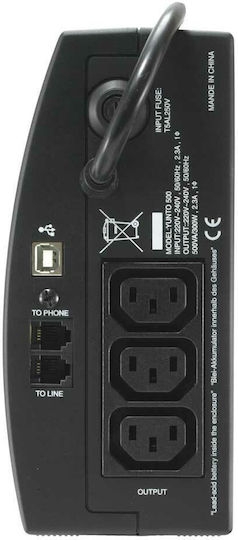 Online Usv-Systeme Yunto 500 UPS Line-Interactive 500VA 300W με 3 IEC Πρίζες