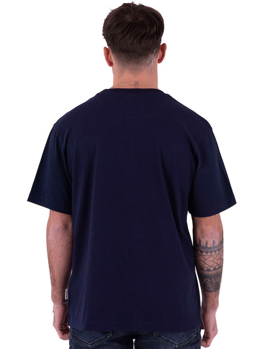 Franklin & Marshall Piece Dyed 20/1 Ανδρικό T-shirt Navy Μπλε με Λογότυπο