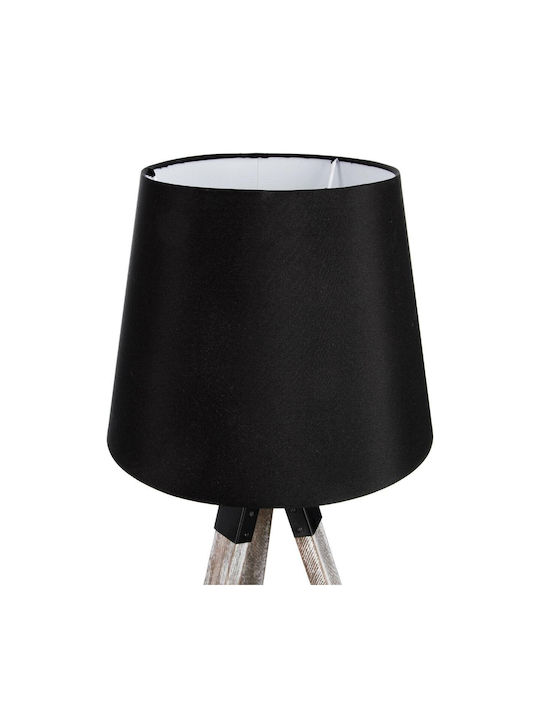 Atmosphera Runo Fabric Table Lamp for Socket E27 with Black Shade and Silver Base