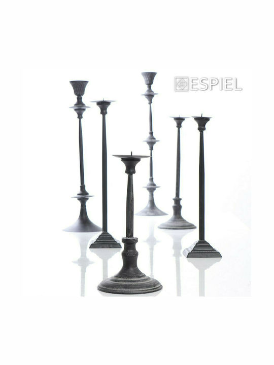 Espiel Candle Holder Metal Grey 14x14x30.5cm 1pcs