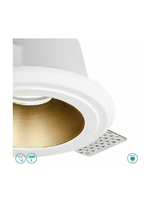 Gea Luce Astra Round Plaster Recessed Spot with Socket GU10 Copper 12x12cm. 1pcs