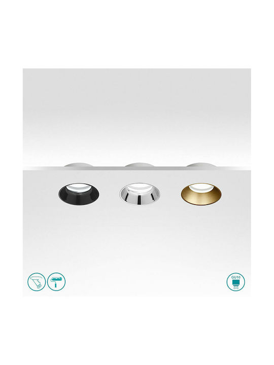 Gea Luce Hemera Square Plaster Recessed Spot with Socket GU10 Black 12x12cm. 1pcs