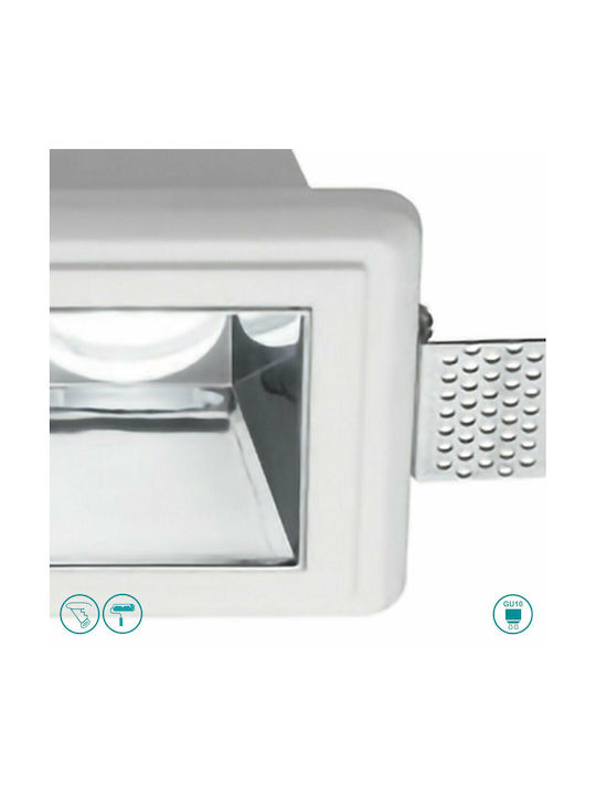 Gea Luce Astra Square Metallic Recessed Spot with Socket GU10 Silver 12x12cm. 1pcs