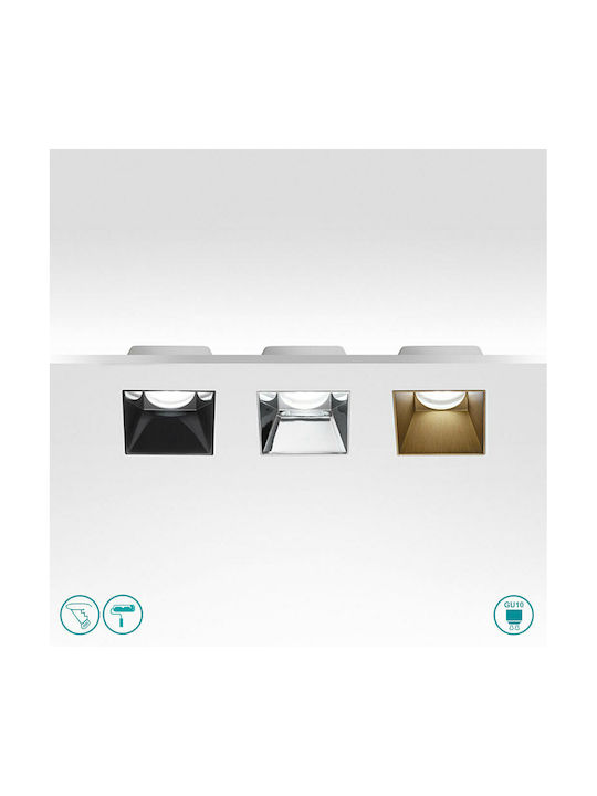 Gea Luce Astra Square Plaster Recessed Spot with Socket GU10 Copper 12x12cm. 1pcs