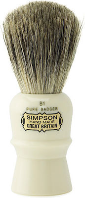 Simpsons Beaufort B1 Pure Badger Shaving Brush with Badger Hair Bristles 17mm White