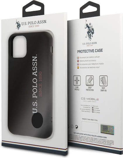 U.S. Polo Assn. Vertical Logo Umschlag Rückseite Silikon Schwarz (iPhone 11 Pro Max)