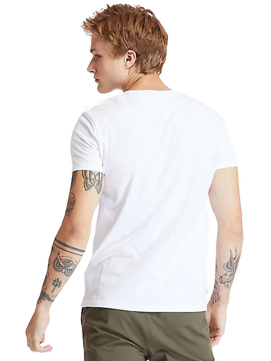 Timberland Men's Short Sleeve T-shirt with V-Neck White