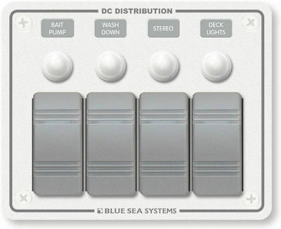 Eval Boat Switch with Panels Πάνελ Αδιάβροχο με 8 Διακόπτες 238 X 82.55 Μαύρο