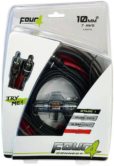 Four Connect Stage1 Amplifier Wiring Kit Set Car Audio Cables 5.5m 4-PKIT10