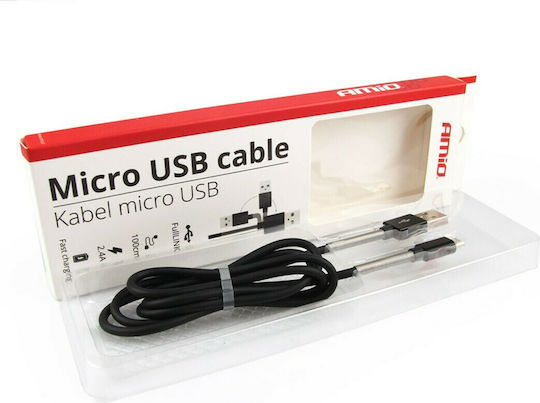AMiO Regular USB 2.0 to micro USB Cable Μαύρο 1m (01431)