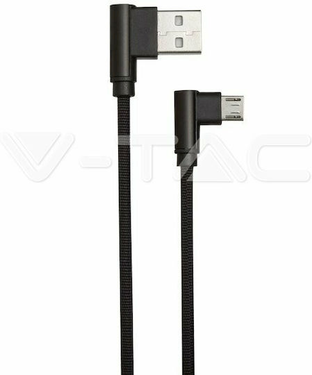 V-TAC Angle (90°) / Braided USB 2.0 to micro USB Cable Μαύρο 1m (Diamond)