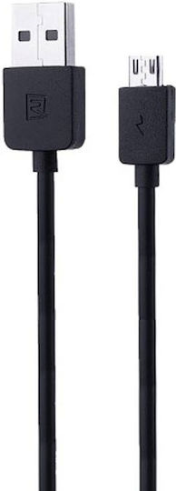 Remax Flat USB 2.0 to micro USB Cable Μαύρο 1m (Fast Safe)