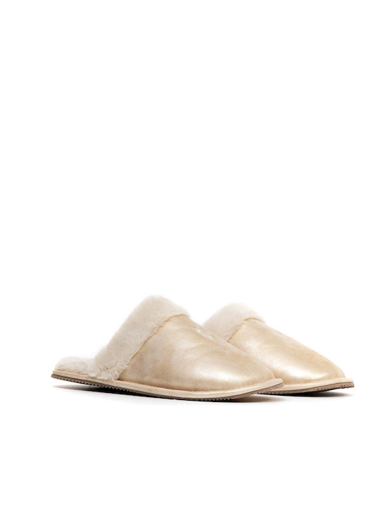 Ralph Lauren Scuff II Slippers with Fur White