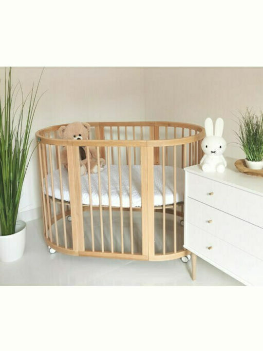 IngVart Babybett Multifunktional Smart Round Oak für Matratze 60x125cm