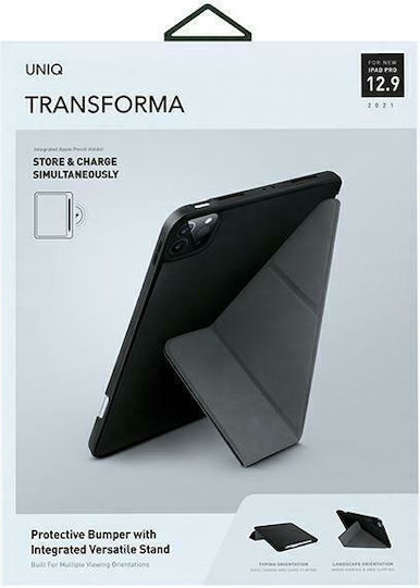 Uniq Transforma Flip Cover Antimicrobiană Neagră (iPad Pro 2021 12.9")