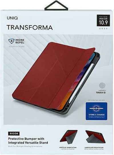 Uniq Transforma Rigor Flip Cover Κόκκινη (iPad Air 2020/2022)
