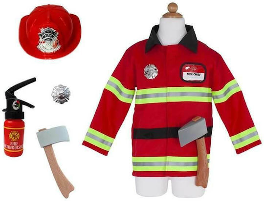 Firefighter with Accessories Carnival Accessory Red made of Plastic 5pcs