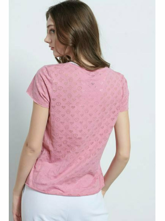 BodyTalk Women's Athletic T-shirt with V Neckline Pink