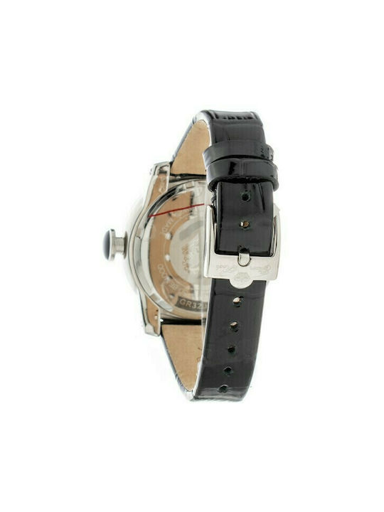 Glam Rock Watch with Black Leather Strap