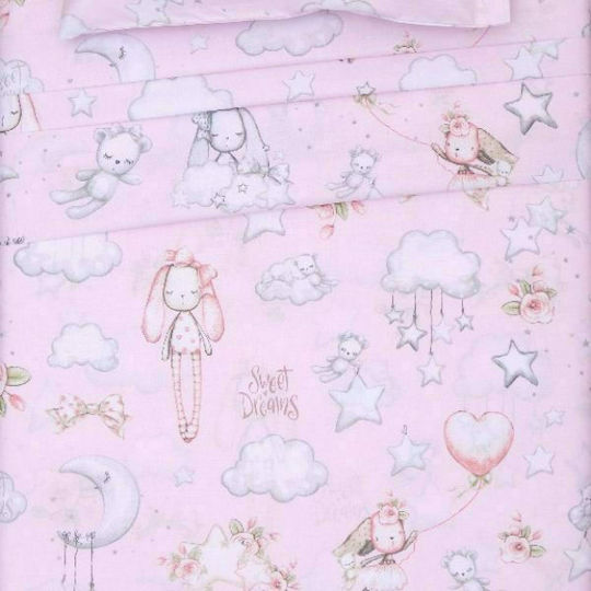 Viopros Baby Bettbezug Set mit Kissenbezug Onar 654162 Rosa 120x160cm.