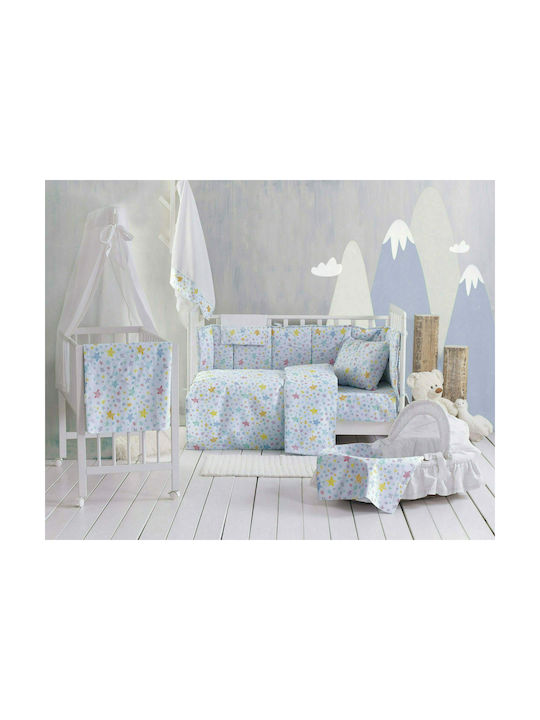 Rythmos Set Copertă de Pătuț cu Față de Pernă Glow Albastră 110x160cm.