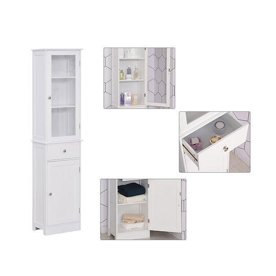 Kleankin 834-291 Floor Bathroom Column Cabinet L40xD27xH171.5cm White