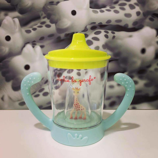 Sophie La Girafe Non-spill Cup Mascotte Educational Sippy Cup Plastic with Handles Green for 6m+m+ 180ml