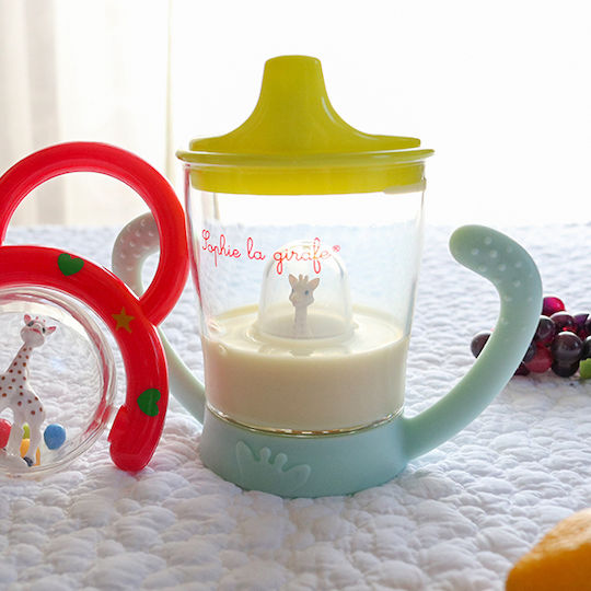 Sophie La Girafe Non-spill Cup Mascotte Educational Sippy Cup Plastic with Handles Green for 6m+m+ 180ml