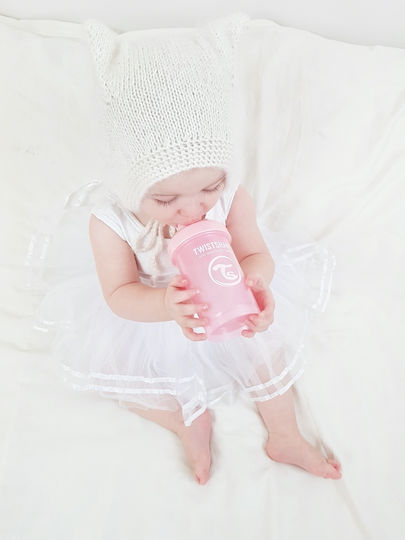 Twistshake Mini Cup Educational Sippy Cup Plastic with Handles Pink for 4m+m+ 230ml