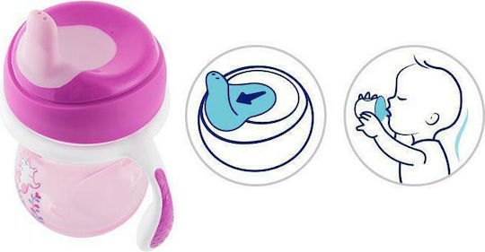 Chicco Training Cup Educational Sippy Cup Plastic with Handles Pink Ιππόκαμπος for 6m+m+ 200ml
