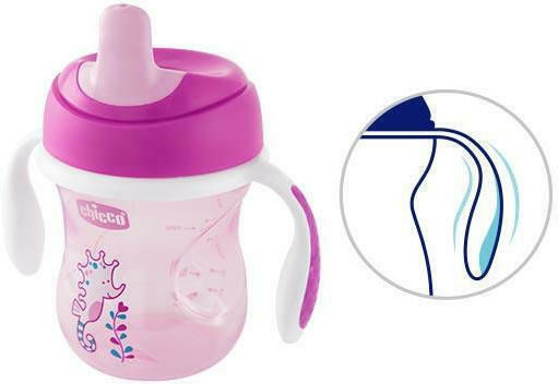 Chicco Training Cup Educational Sippy Cup Plastic with Handles Pink Ιππόκαμπος for 6m+m+ 200ml