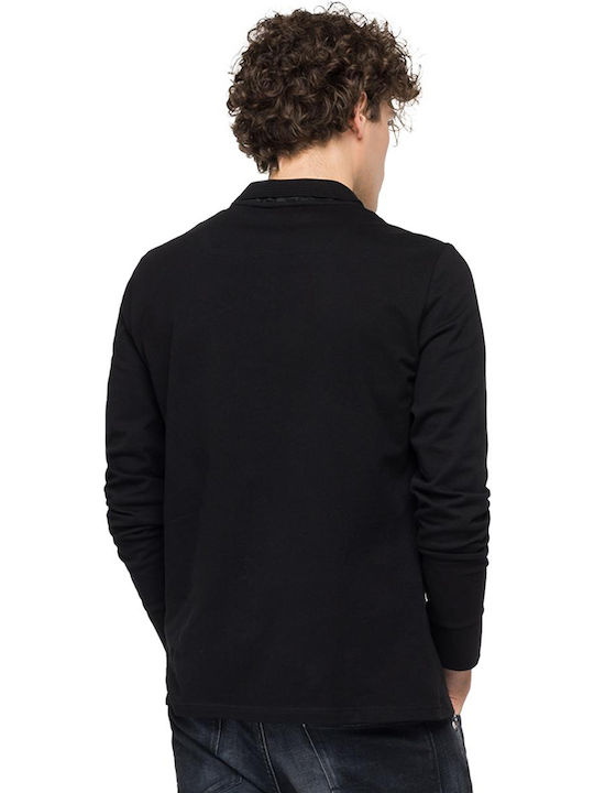 Replay Men's Long Sleeve Blouse Polo Black