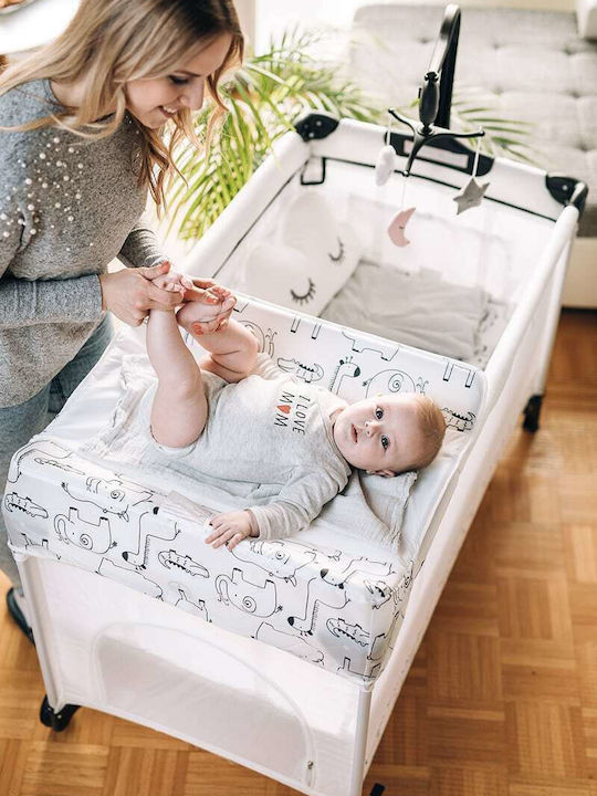 FreeOn Safari Playpen 2 Levels with Changing Table & Mattress White 125x65cm