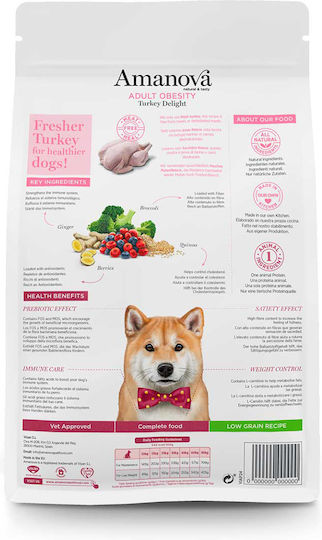 Amanova Adult Obesity 10kg Dry Food Diet, Grain-Free & Gluten-Free for Adult Medium Breed Dogs with Turkey