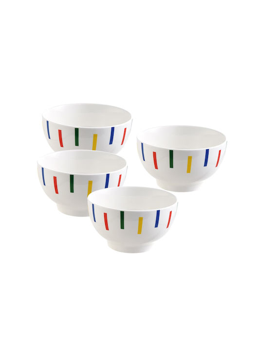 Benetton Porcelain Cereal Bowl Λευκό with Diameter 14εκ. 4pcs