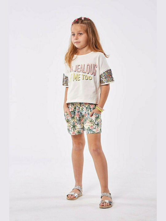 Εβίτα Kids Set with Shorts Summer 2pcs Ecru