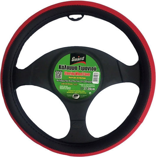 Auto Gs Car Steering Wheel Cover with Diameter 37-39cm made of Leatherette Red Black/Red
