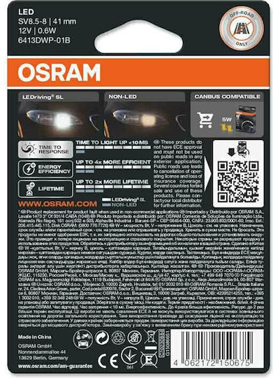 Osram Lamps Car & Motorcycle SV8.5-8 LED 6000K Cold White 12V 0.6W 1pcs