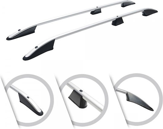 Omtec Aluminum Car Roof Bars for Citroen Jumpy 06-16 Set with Roof Rack Legs Silver
