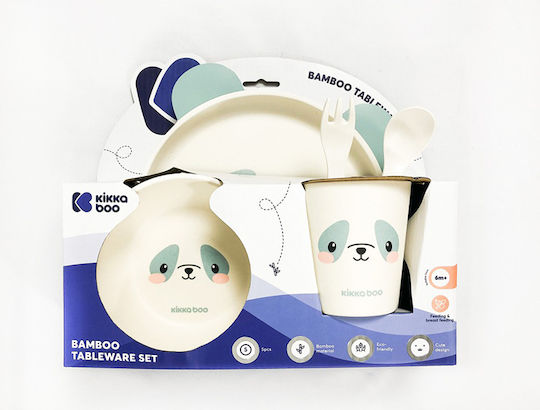 Kikka Boo Feeding Set Bear With Me made of Bamboo Blue 5pcs